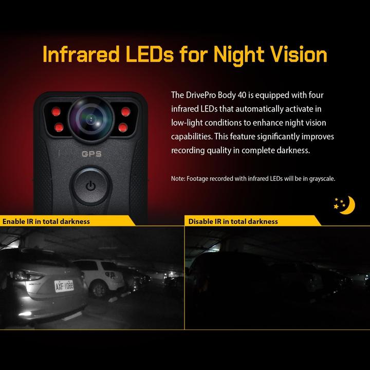 Actual product image Transcend Bodycam DrivePro 40 128GB 1440p,2K,QHD,60FPS (Bluetooth, Rechargeable battery, Wi-Fi, 2K)