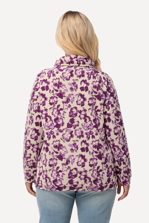 Actual product image Ulla Popken Floral Print Drawstring Collar Hoodie (46, 48)