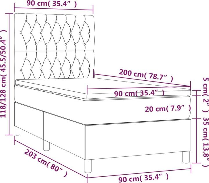 Image du produit vidaXL Boxspringbett (90 x 200 cm)