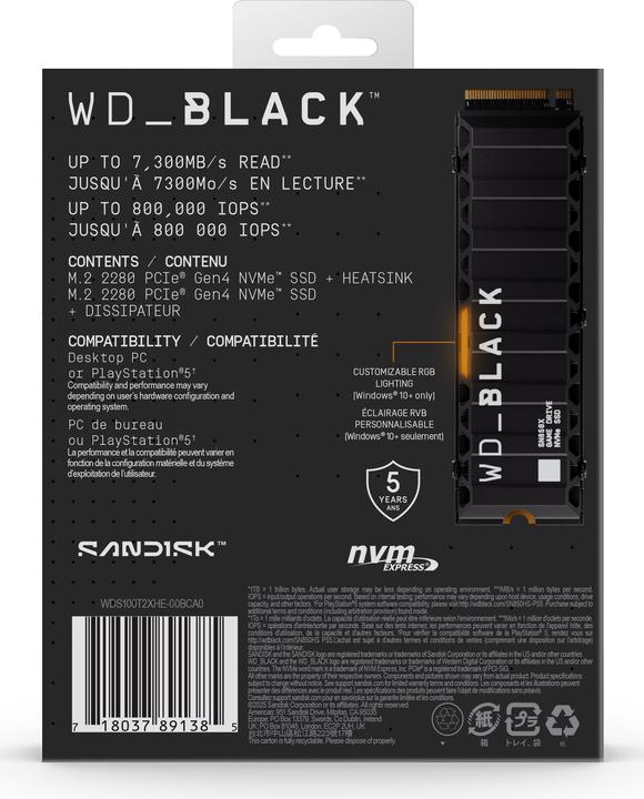 Actual product image WD Black SN850X mit Heatsink powered by SANDISK (1000 GB, M.2 2280)