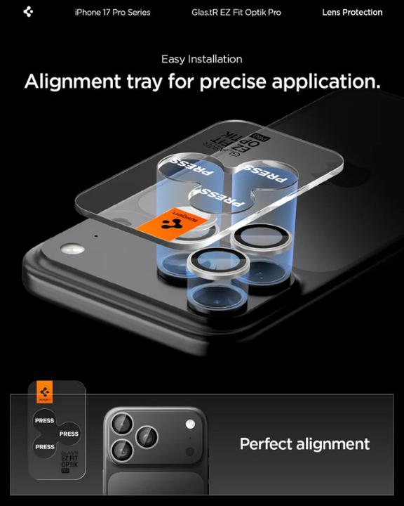 Produktbild Spigen Glass tR EZ Fit Optik Pro 2 Pack (2 Stk., Apple iPhone 14 Pro, Apple iPhone 14 Pro Max, Apple iPhone 15 Pro, Apple iPhone 15 Pro Max, Apple iPhone 16 Pro, Apple iPhone 16 Pro Max, Apple iPhone 17 Pro, Apple iPhone 17 Pro Max)