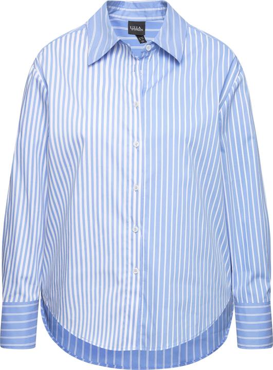 Actual product image Ulla Popken Mixed Stripe Long Sleeve Button Down Blouse (50, 52)