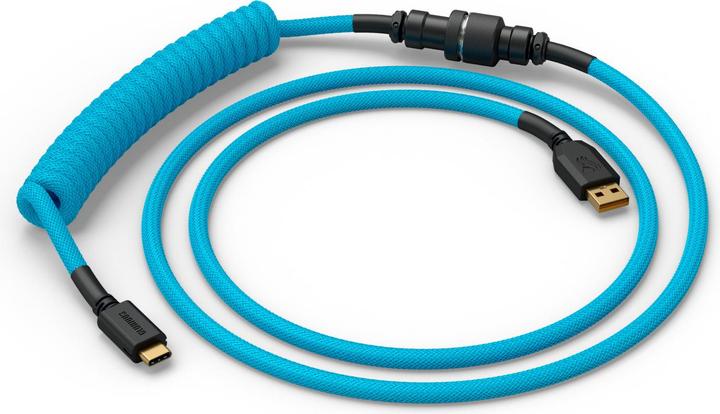 Actual product image Glorious GMMK Coiled Cable Electric Blue, coiled cable, USB-C/USB-A - light blue/black (1.40 m)
