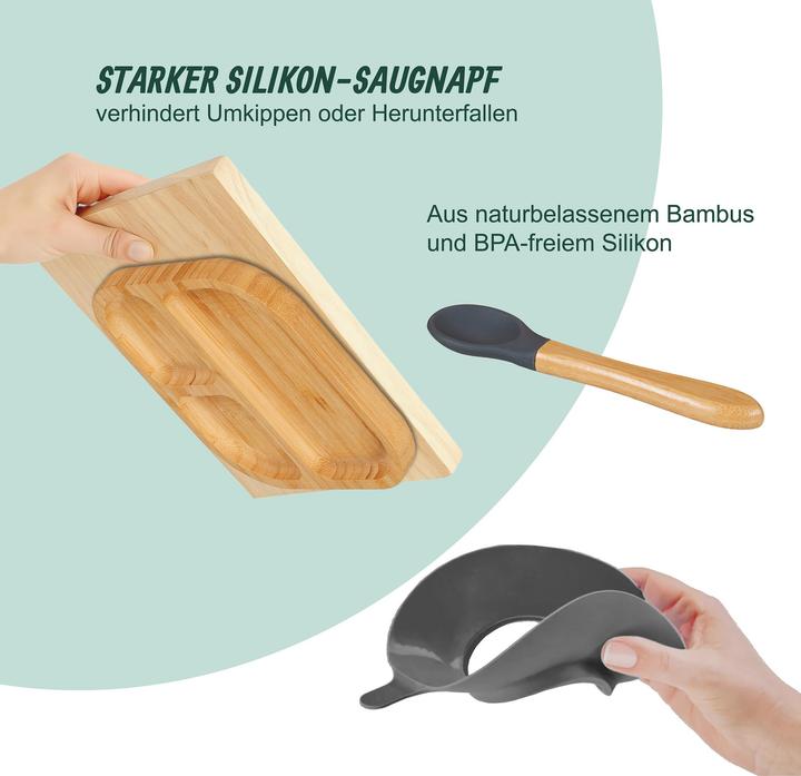Produktbild Relaxdays Kinderteller Bambus mit Löffel