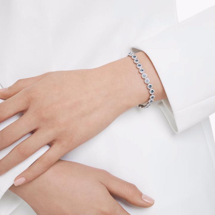 Produktbild Swarovski Una Angelic Tennis Armband Rundschliff Blau Rhodiniert (19 cm, Swarovski Metall)