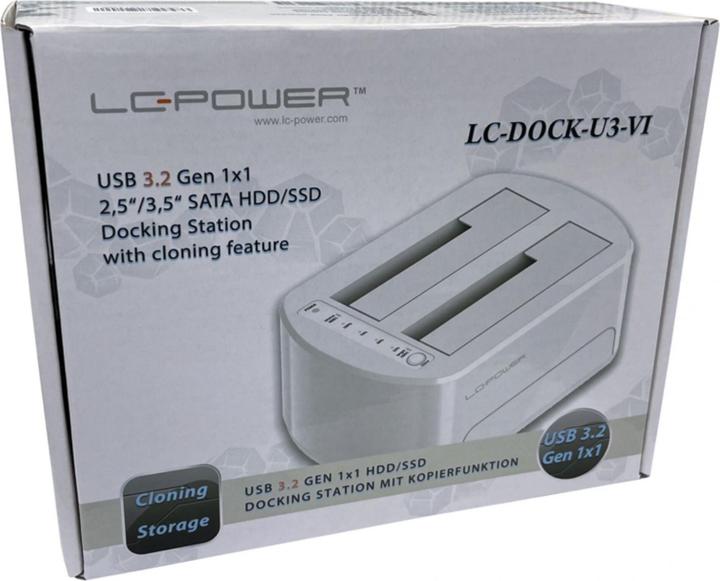 Actual product image LC-Power LC-DOCK-U3-VI USB3.2 1xHDD/SSD Docking 2.5/3.5 Whit retail (USB-C, 2 ports)