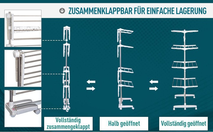 Produktbild Homcom Mobiler Wäscheständer mit 4 Ebenen (1.42 m)