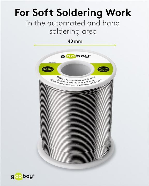 Image du produit Goobay Étain de soudure sans plomb, ø 1,0 mm, 500 g (Souder)