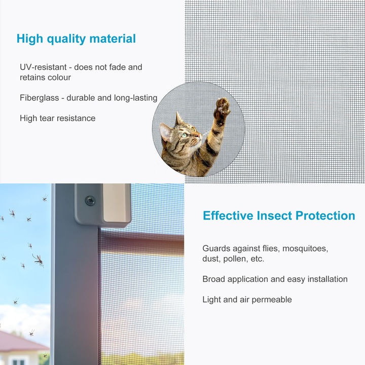 Produktbild Intirilife Fliegennetz in Grau Breite 150cm (150 x 100 cm)