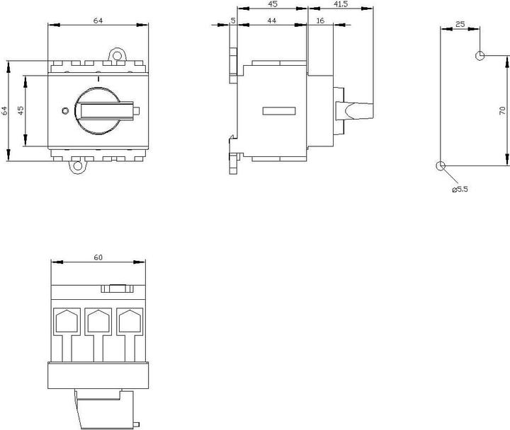 Actual product image Siemens Main switch 3p. 63A 22kW/400V 3LD2530-0TK