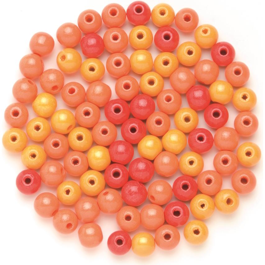 Glorex Holzperle 8mm 80St orange-mix FSC Buche