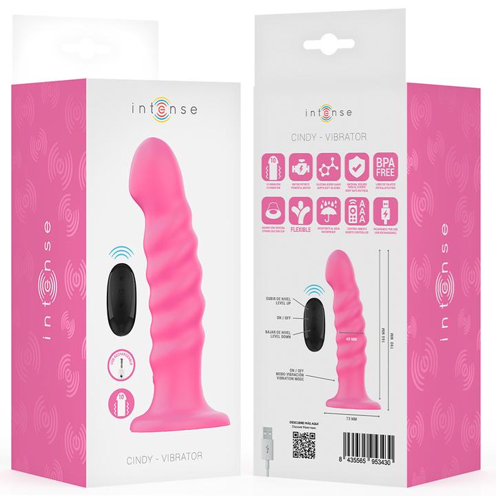 Actual product image Intense Cindy Vibrator Size L Spiral Design 10 Vibrations Pink Remote Control