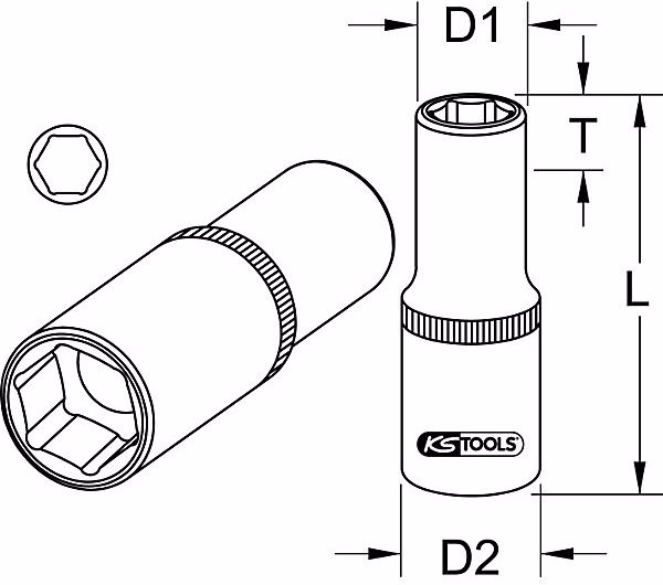 Produktbild KS Tools 1/2" Sechskant-Stecknuss lang (5/8")