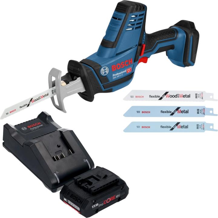 Bosch Professional GSA 18V-LI C Professional cordless reciprocating saw 18 V + 1x ProCORE rechargeable battery 4.0 Ah +
