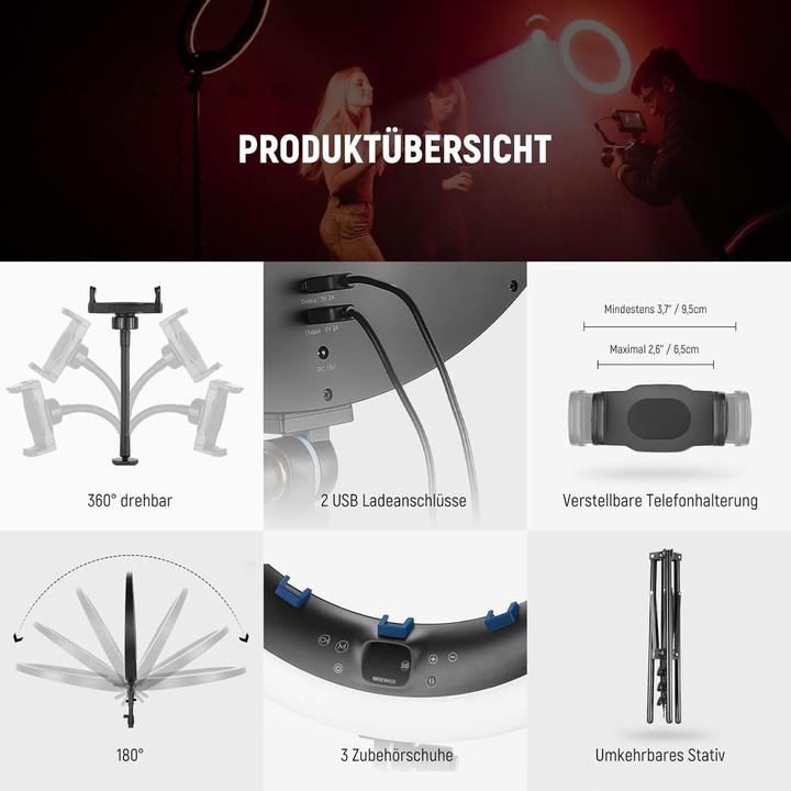 Actual product image Neewer RGB Ringlicht mit Ständer und App-Steuerung (Ring light)