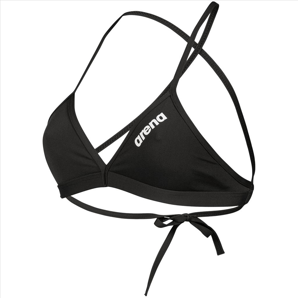 Arena, Damen, Bikini, W Team Swim Top Tie Back Solid, Schwarz, (M)