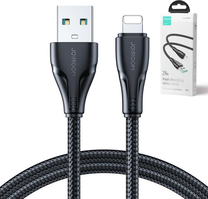Actual product image Joyroom S-UL012A11 Surpass Series 2.4A USB-A to Lightning Fast Charging Data Cable 2m-Black (2 m, USB 3.0)