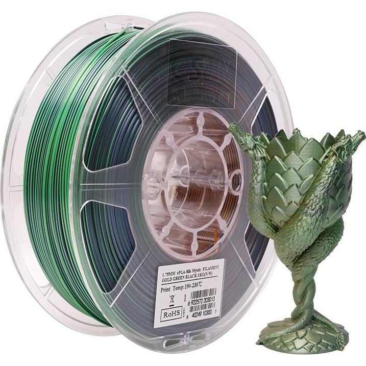 Thumbnail - eSUN eSilk Mystic-PLA Gold-Schwarz-Grün Filament 1.75mm 1Kg (PLA, 1.75 mm, 1000 g, Mehrfarbig), 3D Filament, Mehrfarbig