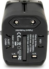 Produktbild Hamlet Traver Adapter universal reiseadapter für steckdosen plus usb-ladegerät (2 Ports)