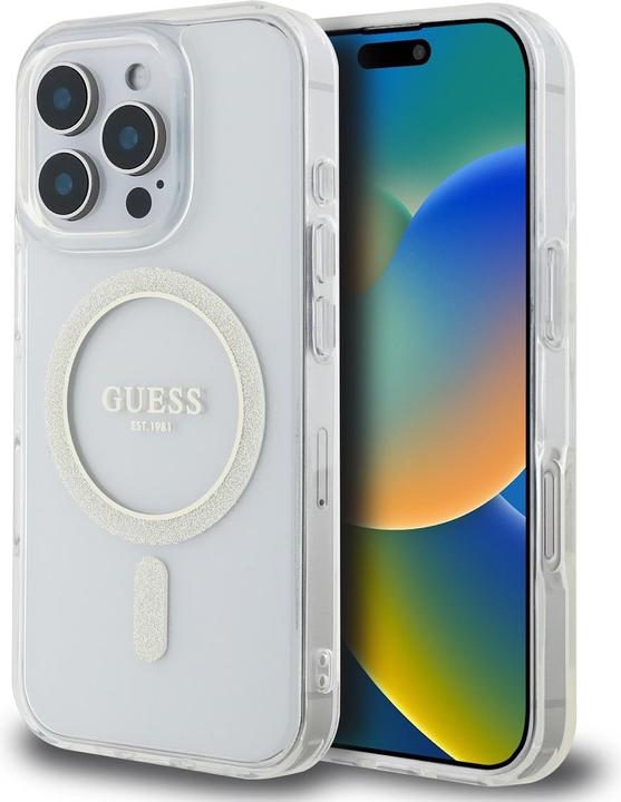 Produktbild Guess GUHMP16LHFGERET iPhone 16 Pro 6.3" przeźroczysty/transparent hardcase IML Glitter Circle MagSa (Apple iPhone 16 Pro)