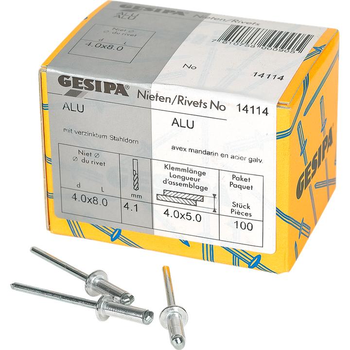 Gesipa Blindnieten 4.0x8 mm Aluminium 100 Stück