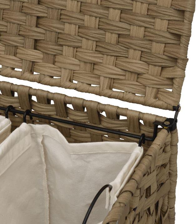 Produktbild vidaXL Wäschekorb mit Rollen 66x35x60 cm Rattan,Material: Rattan