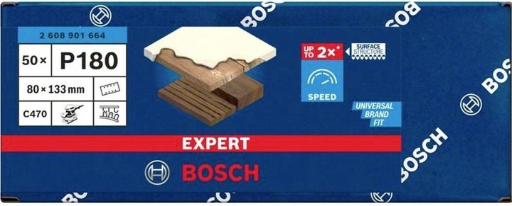 Produktbild Bosch Professional Zubehör EXPERT C470 Schleifpapier, 80 x 133 mm, G 180, 50 Stück (Körnung 180)