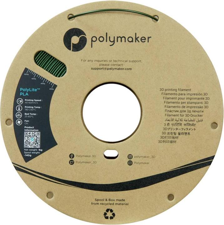 Produktbild Polymaker PolyLite PLA Sparkle Dark Green 1.75mm 1kg (PLA, 1.75 mm, 1000 g, Grün)