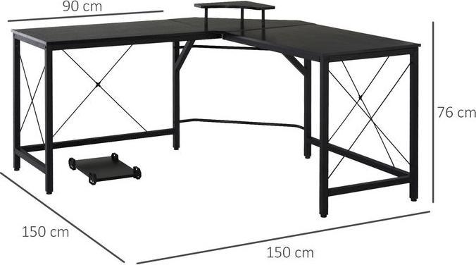 Actual product image Swisshandel24 Corner desk L-shaped computer desk Desk with monitor stand, office desk in industrial design