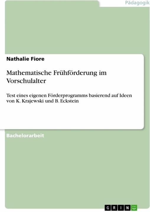 Produktbild Mathematische Frühförderung im Vorschulalter (Deutsch, Nathalie Fiore, 2014)