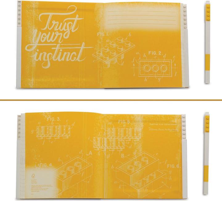 Image du produit LEGO ® Locking Notebook with Gel Pen Yellow - in Box (Blanc, Couverture rigide)