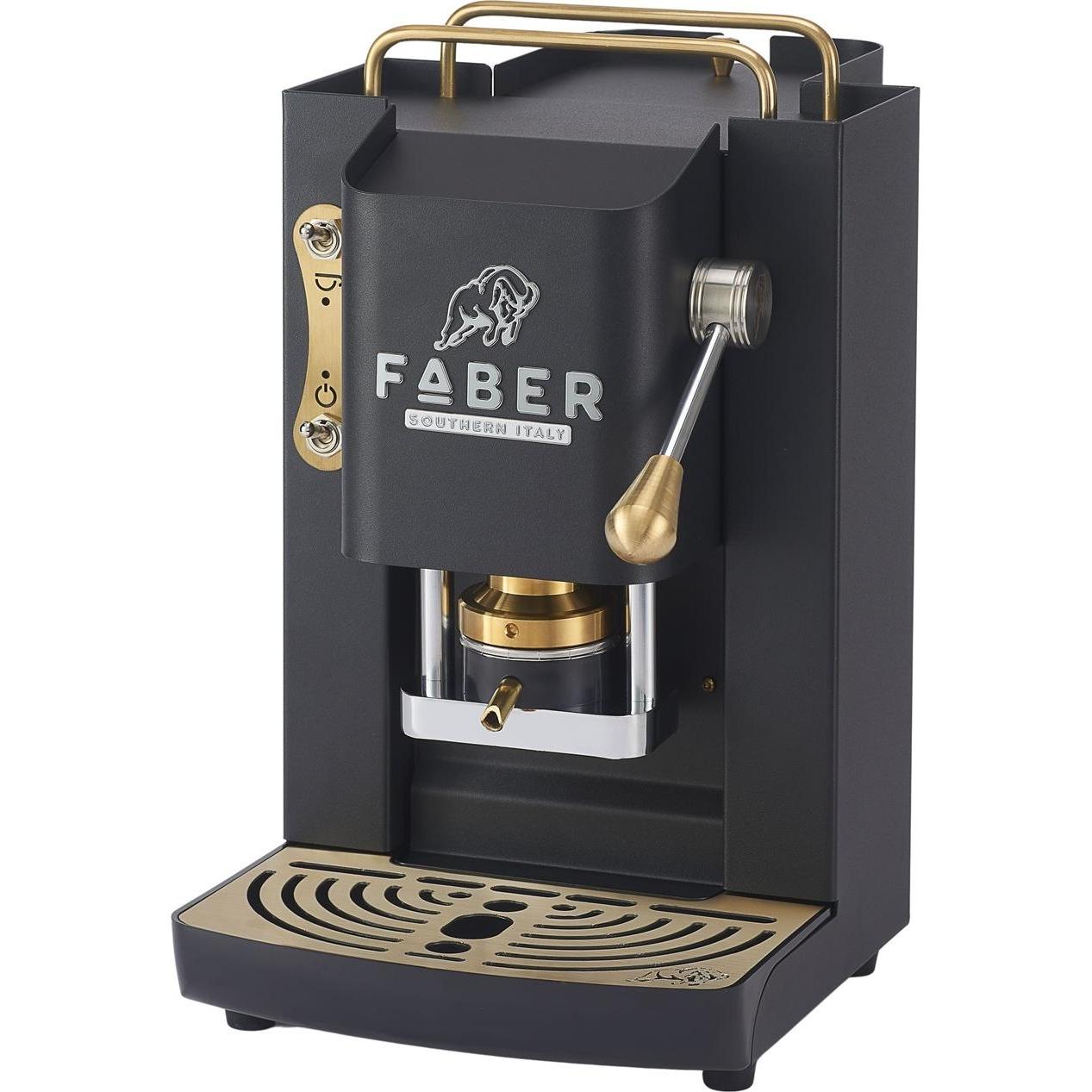 Faber Pro Deluxe Schwarz Messing, Macchina da caffè a capsule, Oro, Nero