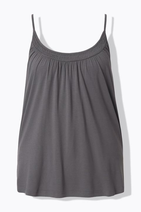 Actual product image Ulla Popken Smocked Neck Spaghetti Strap Tank (46, 48)