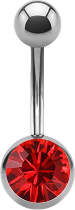 Image du produit Star Piercing Banane High Polished mit Swarovski Kristallkugel rot (sans laiton, Acier chirurgical 316L)