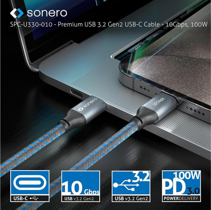 Image du produit Sonero Câble USB C - USB C 1 m (1 m, USB 3.2 Gen 2, 100 W)