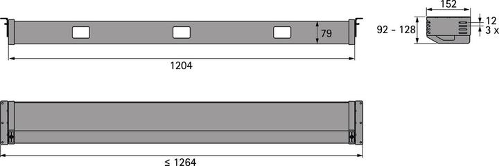 Produktbild Hettich Kabelwanne 1200 1264x92-128x152 mm schwarz (Kabelkanal, 15.20 cm)