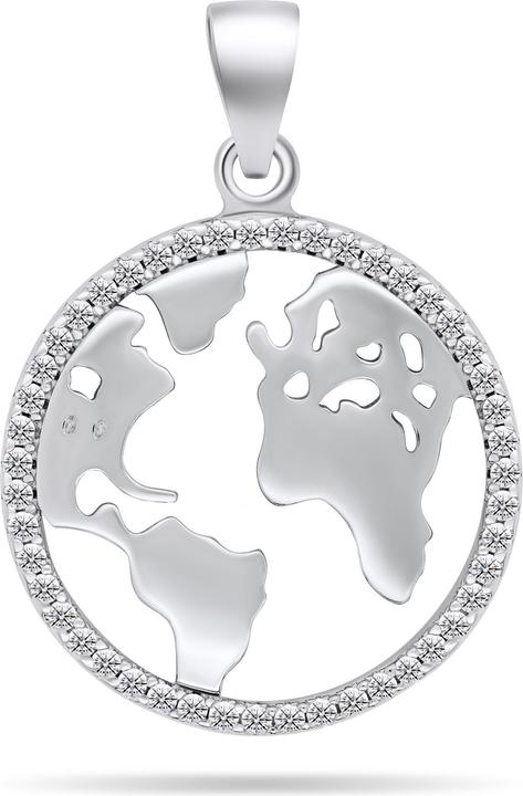 Image du produit Brilio Silver - Pendentif original en argent avec zircons clairs Carte du monde PT96W