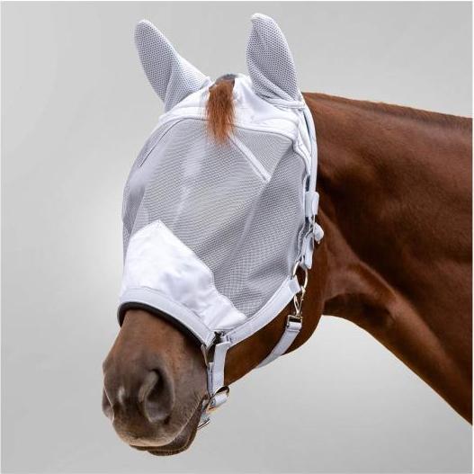 Produktbild Waldhausen Premium Fliegenmaske mit Halfter für Pferde Silber Vollblut