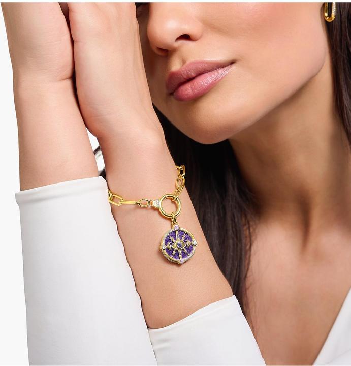 Actual product image Thomas Sabo Pendant eye with cosmic details and coloured stones silver gold plated (Enamel, 925 silver)