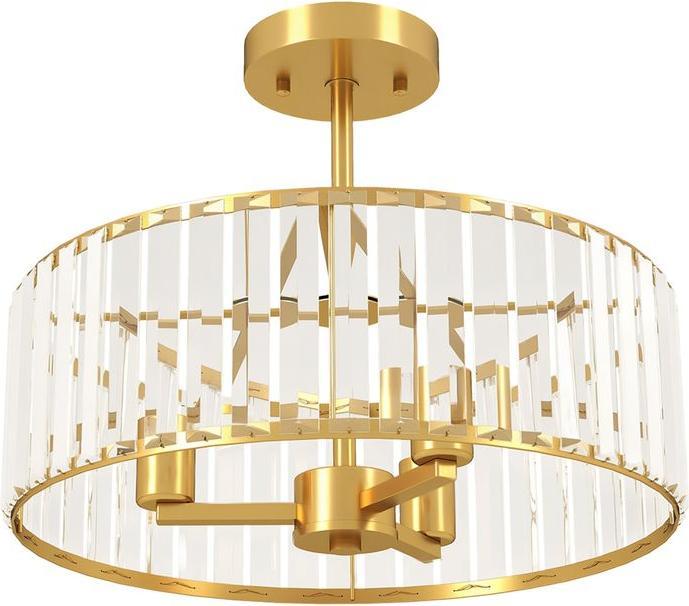 Swisshandel24 Deckenlampe, Kristallschirm, 3 Glühbirnen, Metall, Goldfarben (E14)