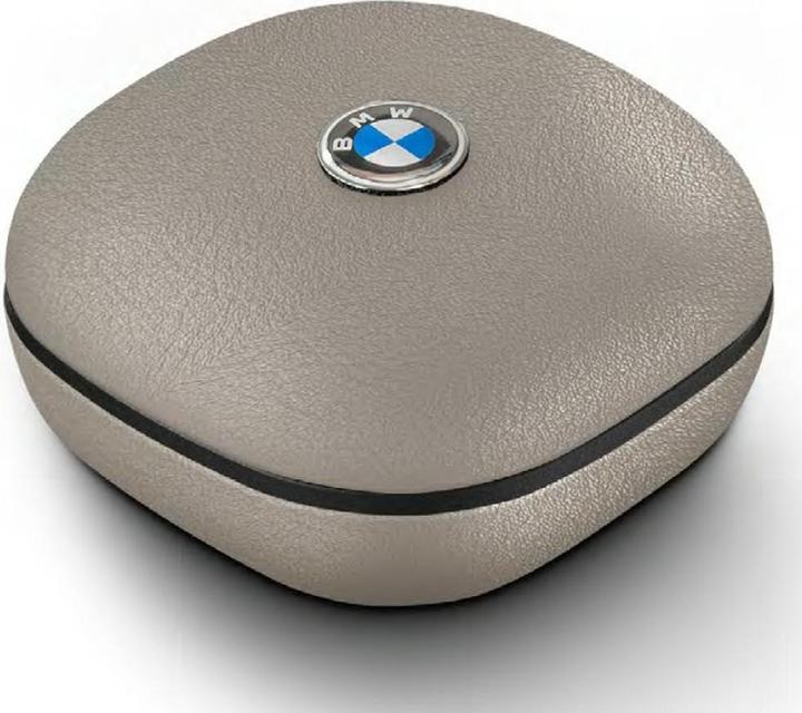 Actual product image BMW Headphones Bluetooth TWS Leather Metal Logo ENC taupe (Docking, Wireless)