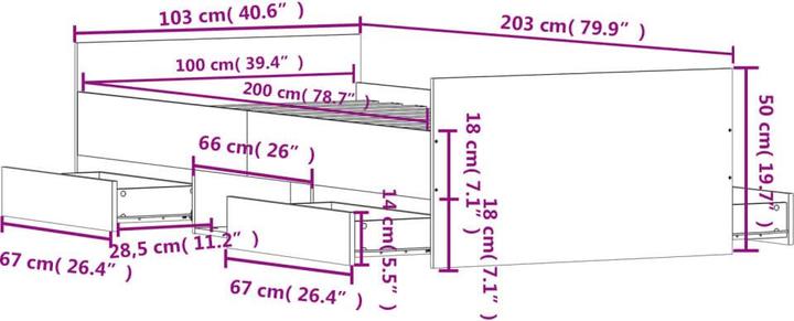Image du produit vidaXL Bettgestell (100 x 200 cm)