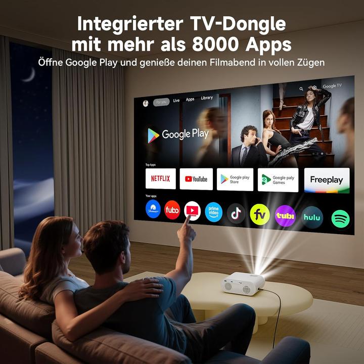 Actual product image Zoomcat 4K Mini Beamer mit Google TV und Sprachsteuerung (4K, 20000 lm)