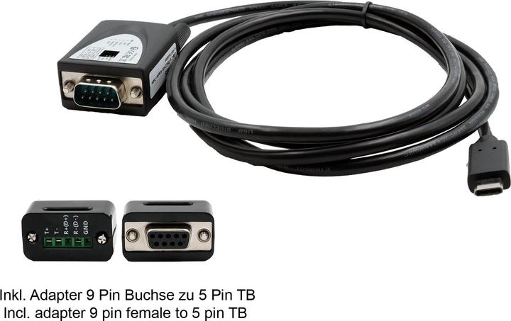 Actual product image Exsys GmbH USB 2.0 C connector to serial RS-422/485 cable (FTDI chip) (1.80 m)