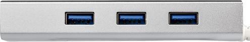 Produktbild StarTech 3 Port mobiler USB 3.0 Hub plus Gigabit Ethernet - Aluminium USB Hub mit Gigabit Ethernet Adapter (USB-A, 4 Ports)