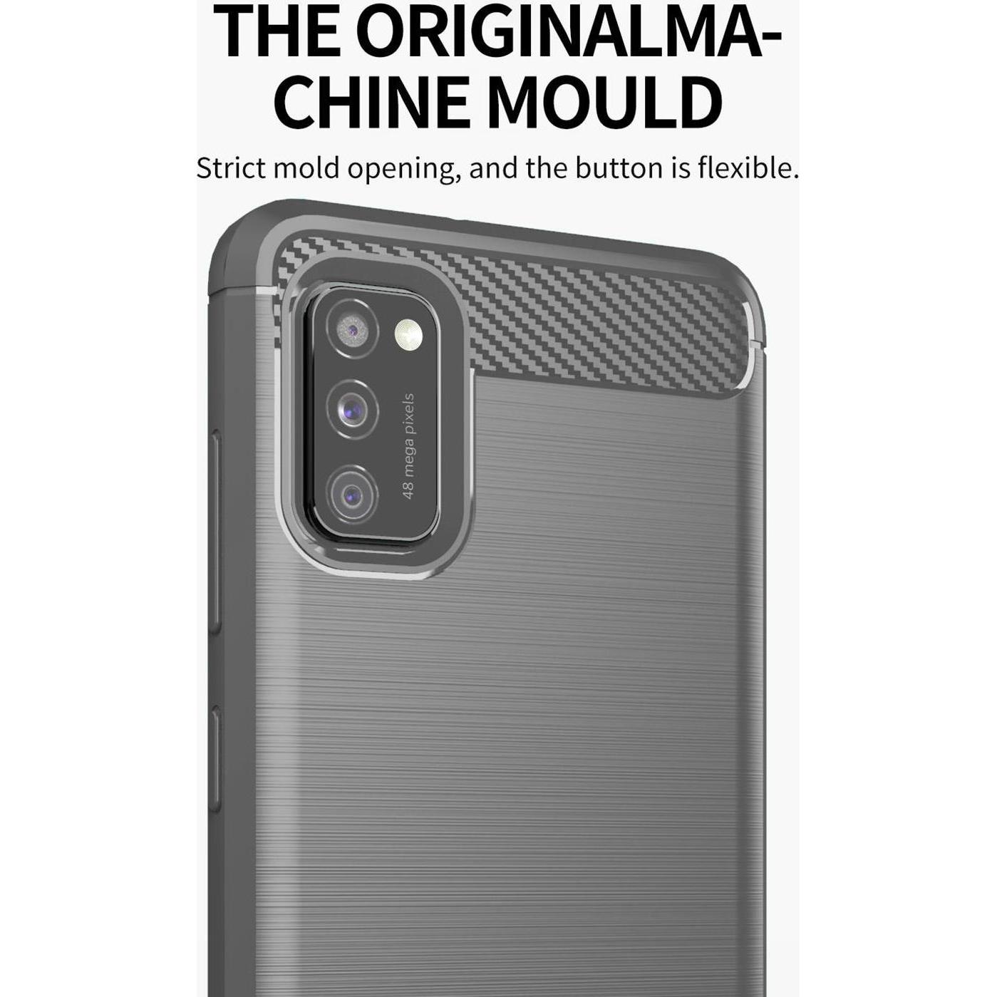 Thumbnail - Cadorabo TPU Ultra Slim carbon edelstahl Kombi Cover (Samsung Galaxy A41), Smartphone Hülle, Grau