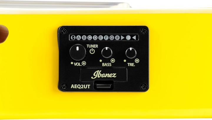 Actual product image Ibanez URGT100 Sun Yellow High Gloss electric-acoustic tenor ukulele with gigbag (Tenor)