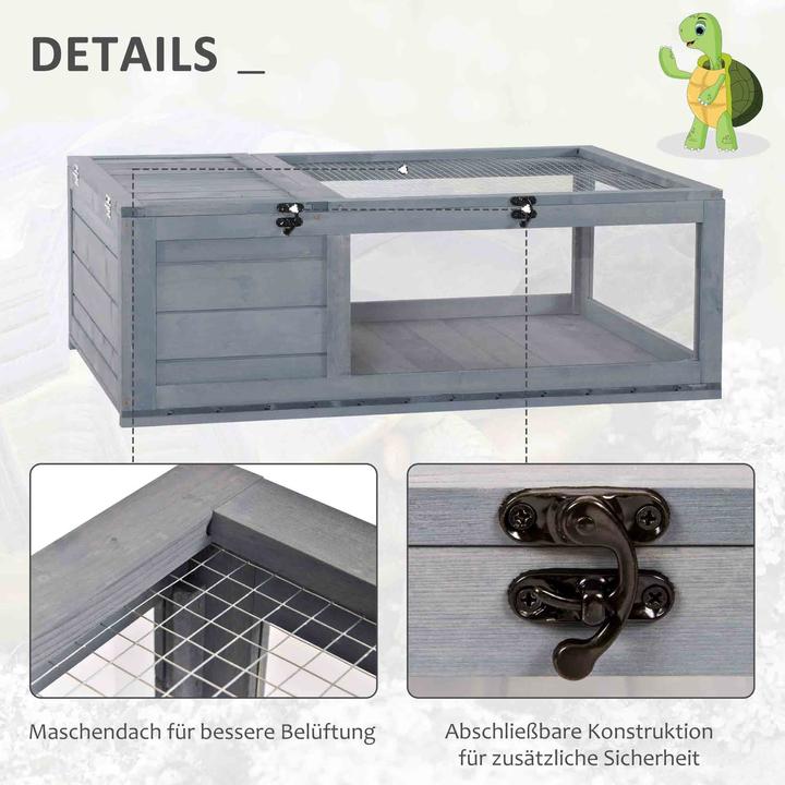 Produktbild PawHut Schildkrötenhaus Tannenholz Grau