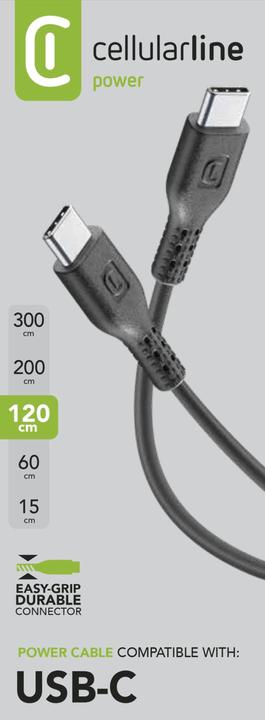 Cellularline Multipack 3 Cavi USB-C A USB-C Per Ricarica E Sincronizzazione, 15cm, 120cm, 200cm