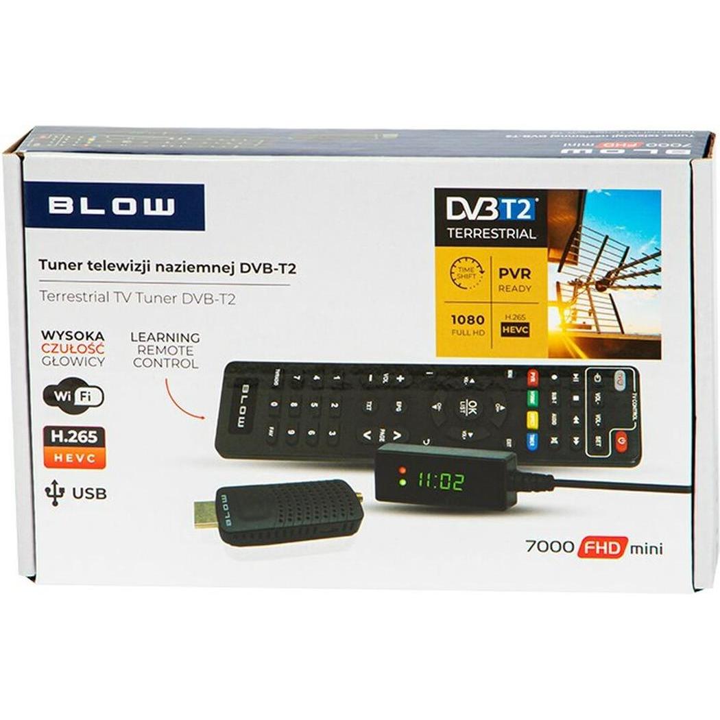 Blow Sintonizzatore DVB-T2 7000FHD MINI H.265 - DVB-T2 (DVB-T2, Slot CI+), Ricevitore TV, Nero